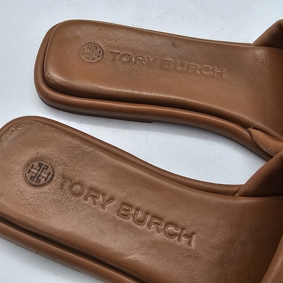 Tory Burch Double T Sport Slide Sandal Bourbon Miele / Gold Size 8 Preowned - Picture 3 of 8